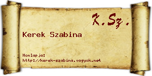Kerek Szabina névjegykártya